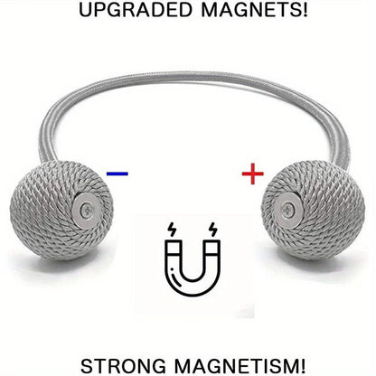 Magnetic Curtain Tiebacks | Modern No-Drill Curtain Holdbacks | Decorative Rope Curtain Tie Backs for Home & Office