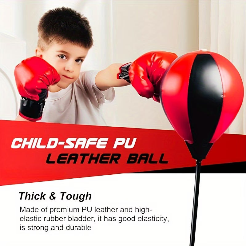 Kids Freestanding Boxing Punching Ball Set with Adjustable Stand, Gloves & Air Pump – Indoor Boxing Training Toy for Boys & Girls