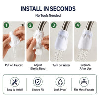Pack of 10 Universal Faucet Water Purifier Filter Attachment – 360° Splash-Proof Tap Filter for Kitchen & Bathroom