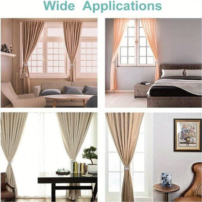 Magnetic Curtain Tiebacks | Modern No-Drill Curtain Holdbacks | Decorative Rope Curtain Tie Backs for Home & Office