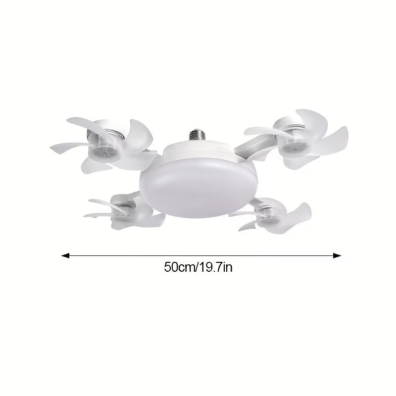 Modern 4-Head LED Ceiling Fan Light with Remote Control – Quiet Flush Mount Ceiling Fan with Dimmable LED Light for Bedroom, Living Room & Home