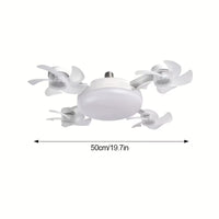 Modern 4-Head LED Ceiling Fan Light with Remote Control – Quiet Flush Mount Ceiling Fan with Dimmable LED Light for Bedroom, Living Room & Home