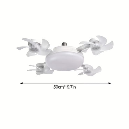 Modern 4-Head LED Ceiling Fan Light with Remote Control – Quiet Flush Mount Ceiling Fan with Dimmable LED Light for Bedroom, Living Room & Home