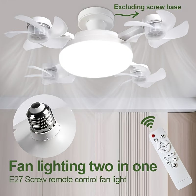 Modern 4-Head LED Ceiling Fan Light with Remote Control – Quiet Flush Mount Ceiling Fan with Dimmable LED Light for Bedroom, Living Room & Home