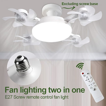 Modern 4-Head LED Ceiling Fan Light with Remote Control – Quiet Flush Mount Ceiling Fan with Dimmable LED Light for Bedroom, Living Room & Home