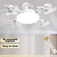 Modern 4-Head LED Ceiling Fan Light with Remote Control – Quiet Flush Mount Ceiling Fan with Dimmable LED Light for Bedroom, Living Room & Home