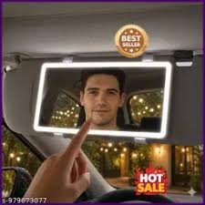 LED Car Sun Visor Vanity Mirror with Rechargeable Touch Light | USB Rechargeable Makeup Mirror for Car