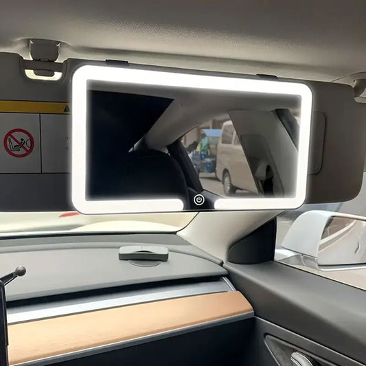 LED Car Sun Visor Vanity Mirror with Rechargeable Touch Light | USB Rechargeable Makeup Mirror for Car