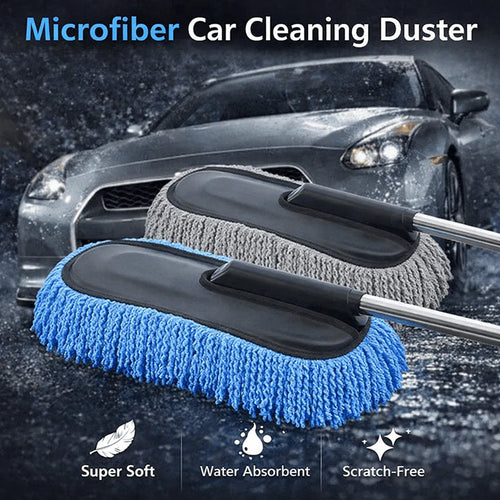 Microfiber Car Cleaning Duster with Extendable Handle – 360° Scratch-Free Dust Cleaner