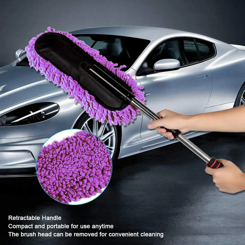 Microfiber Car Cleaning Duster with Extendable Handle – 360° Scratch-Free Dust Cleaner
