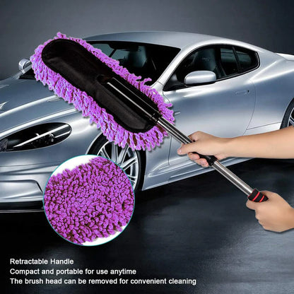 Microfiber Car Cleaning Duster with Extendable Handle – 360° Scratch-Free Dust Cleaner