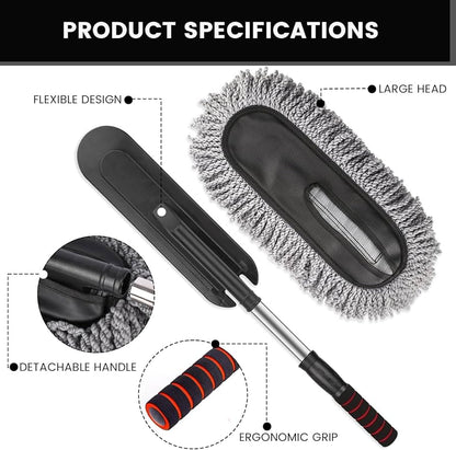 Microfiber Car Cleaning Duster with Extendable Handle – 360° Scratch-Free Dust Cleaner