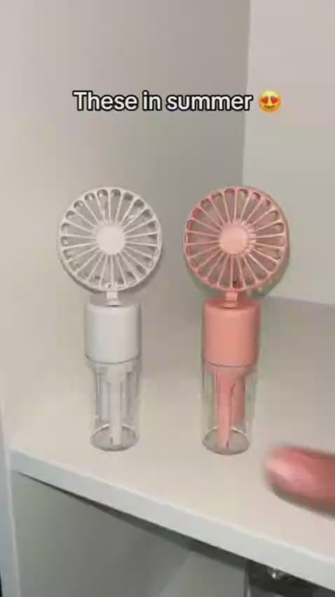 Mini Portable Mist Fan with Water Spray – USB Rechargeable Cooling Fan