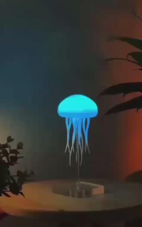 Floating Jellyfish LED Lamp – Voice Control RGB Gradient Night Light with Moving Tentacles, Rechargeable Touch Sensor Hanging Jellyfish Bedside Table Lamp for Kids & Adults, Decorative Ambient Mood Light