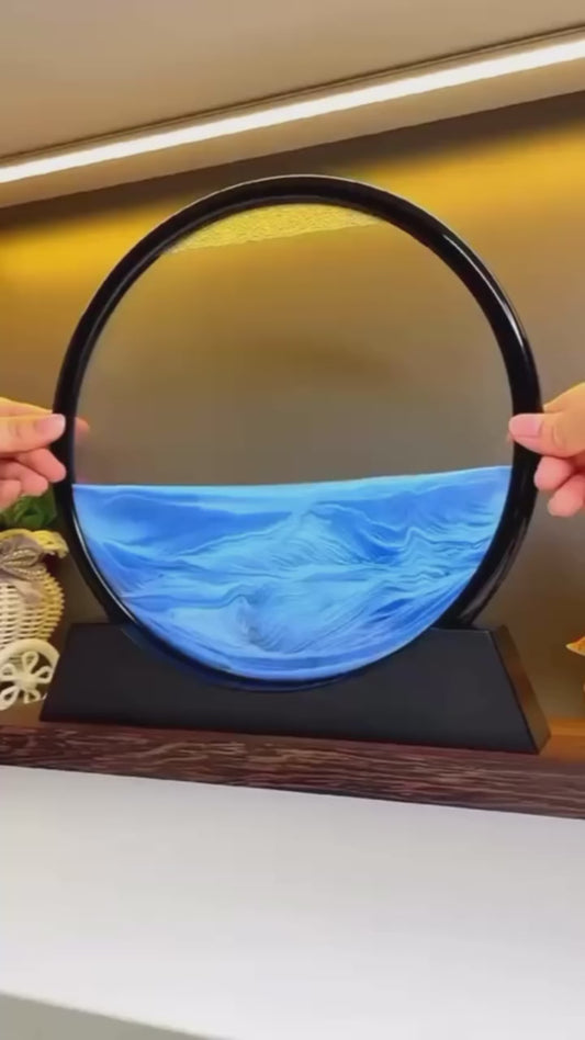 360° Rotating Sand Art Frame – Moving Sandscape Glass Painting Home Decor & Stress Relief Display