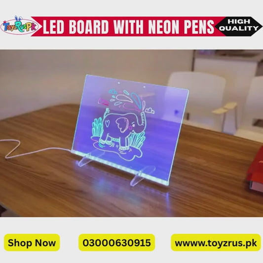 LED Light-Up Writing Board with Stand & Erasable Markers – Colorful DIY Acrylic Neon Writing Pad for Kids, Drawing & Notes – Creative Glow Message Board for Home & Gifts