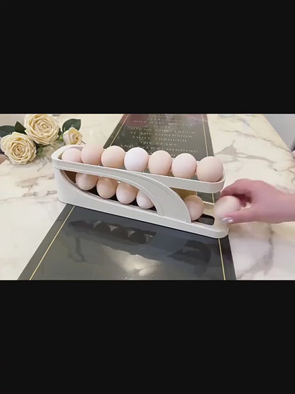 Automatic Rolling Egg Holder – Space Saving Fridge Egg Organizer