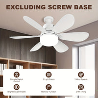 Modern 6-Blade LED Ceiling Fan with Remote Control – Silent Ceiling Fan with Light, 2000 Lumens, 3-Speed Reversible Fan for Bedroom, Living Room & Home