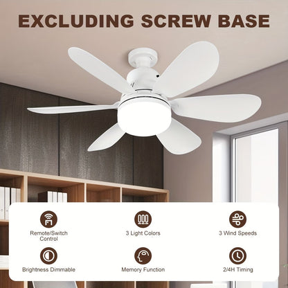 Modern 6-Blade LED Ceiling Fan with Remote Control – Silent Ceiling Fan with Light, 2000 Lumens, 3-Speed Reversible Fan for Bedroom, Living Room & Home