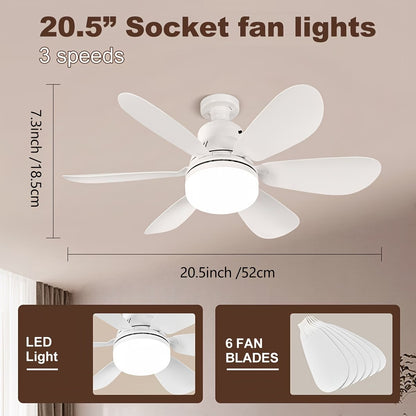 Modern 6-Blade LED Ceiling Fan with Remote Control – Silent Ceiling Fan with Light, 2000 Lumens, 3-Speed Reversible Fan for Bedroom, Living Room & Home