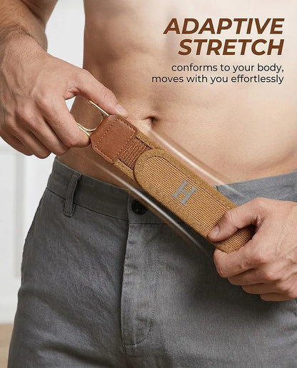 Men's Elastic Stretch Belt – Adjustable No-Hole Casual & Formal Waist Belt for Comfort Fit
