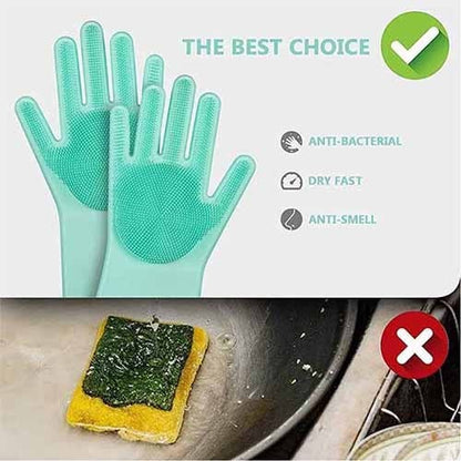 Silicone Dishwashing & Cleaning Gloves – Reusable Non-Slip Scrubber Gloves