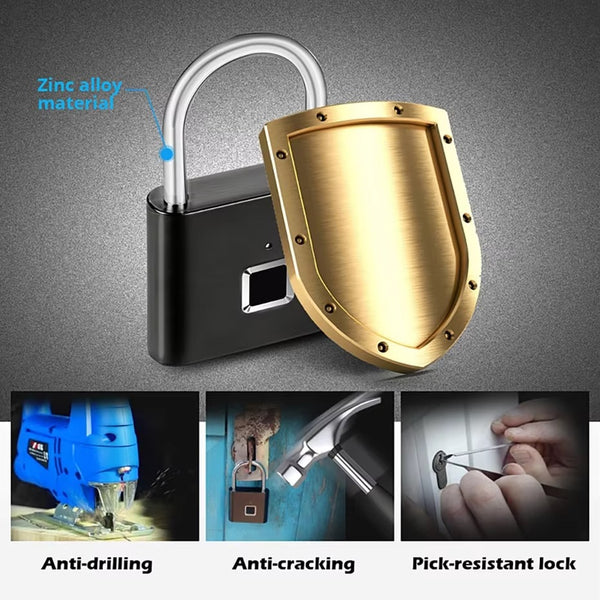 Keyless Fingerprint Security Padlock for Bags, Lockers & Home