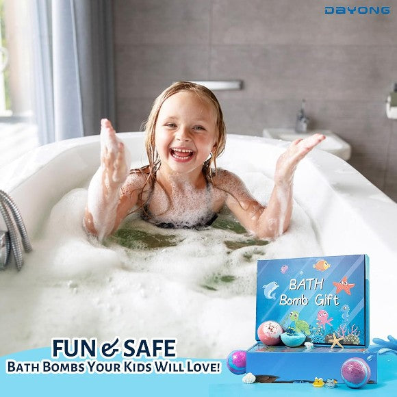 15-Piece Kids Bath Bomb Gift Set - Natural Moisturizing Bath Balls with Surprise Toys