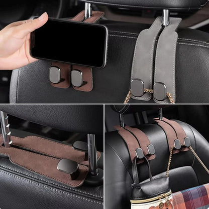 Car Seat Hooks & Bag Holder  2-in-1 Headrest Organizer