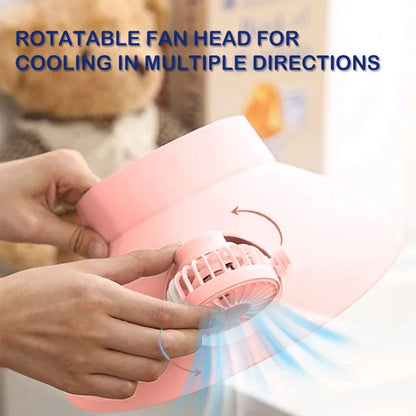 USB Rechargeable Cooling Fan Hat – Portable Summer Sun Visor Cap with Built-in Fan, UV Protection Outdoor Cooling Hat for Travel, Fishing, Hiking & Sports