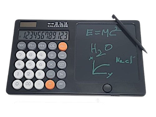 DS-90 Smart LCD Writing Tablet Calculator – 12 Digit Multifunction Electronic Calculator with Reusable Writing Pad & Stylus | Portable Office, School & Study Calculator Board