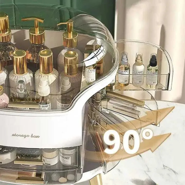 Luxury Cosmetic Organizer Box with Drawer & Dustproof Cover – Makeup Storage Organizer for Skincare, Cosmetics & Beauty Accessories
