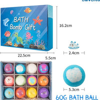 15-Piece Kids Bath Bomb Gift Set - Natural Moisturizing Bath Balls with Surprise Toys