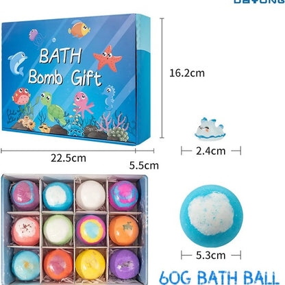 15-Piece Kids Bath Bomb Set with Surprise Sea Animal Toys – Colorful Fizzing Bath Bomb Gift Set