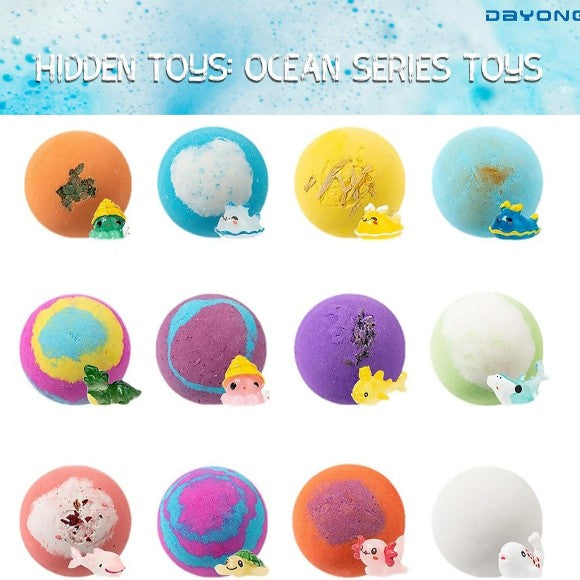 15-Piece Kids Bath Bomb Set with Surprise Sea Animal Toys – Colorful Fizzing Bath Bomb Gift Set