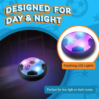 Indoor Hover Soccer Ball with LED Lights for Kids & Toddlers | Floating Air Football Toy | Safe Soft Foam Bumper