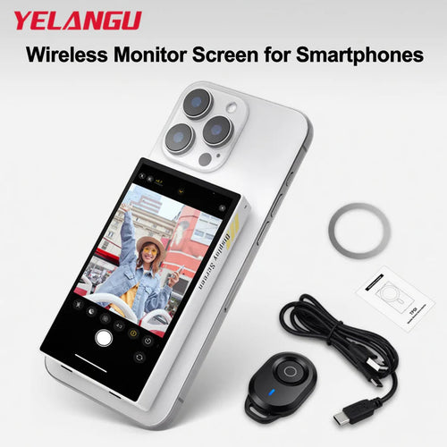 Wireless Monitor Screen for Smartphone | Mini Portable Phone Display with Magnetic Mount for Vlogging & Selfies
