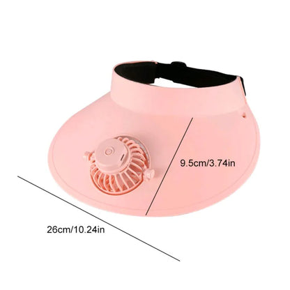 USB Rechargeable Cooling Fan Hat – Portable Summer Sun Visor Cap with Built-in Fan, UV Protection Outdoor Cooling Hat for Travel, Fishing, Hiking & Sports