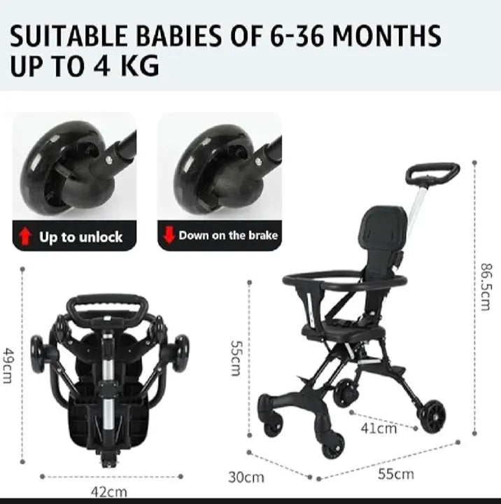 Foldable Compact Baby Stroller for Toddlers & Infants – Lightweight Portable Travel Pushchair with Pull Handle & Smooth Wheels
