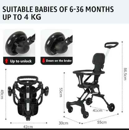 Foldable Compact Baby Stroller for Toddlers & Infants – Lightweight Portable Travel Pushchair with Pull Handle & Smooth Wheels