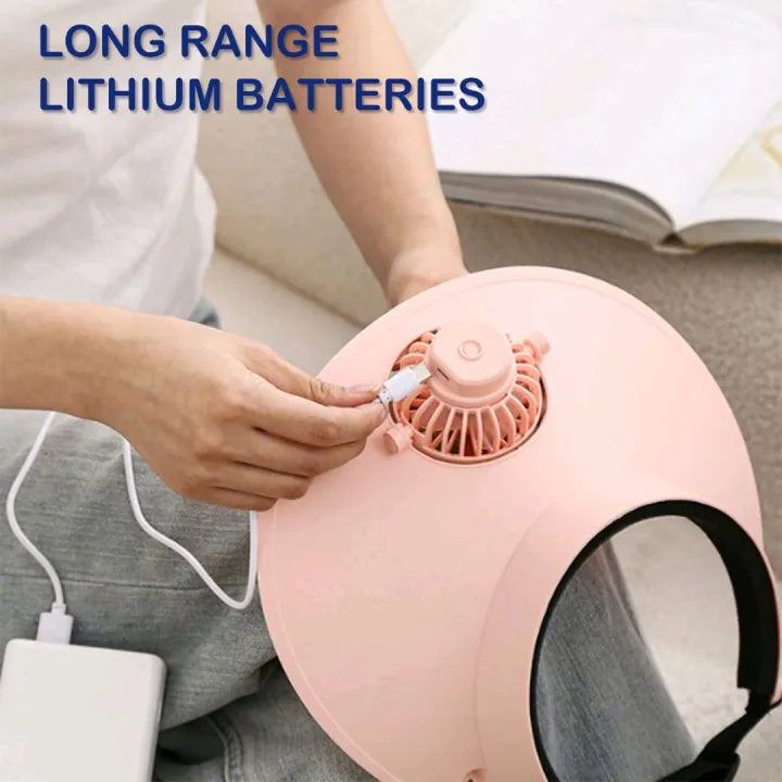 USB Rechargeable Cooling Fan Hat – Portable Summer Sun Visor Cap with Built-in Fan, UV Protection Outdoor Cooling Hat for Travel, Fishing, Hiking & Sports