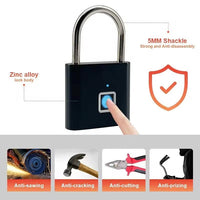 Keyless Fingerprint Security Padlock for Bags, Lockers & Home