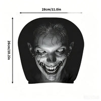 2PCs Scary Car Headrest Cover  Horror Face Seat Protector