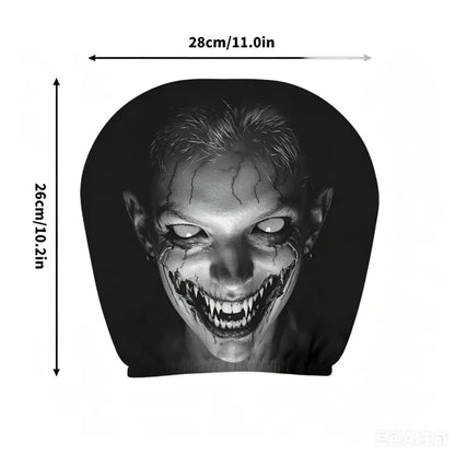 2PCs Scary Car Headrest Cover  Horror Face Seat Protector