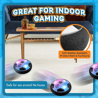 Indoor Hover Soccer Ball with LED Lights for Kids & Toddlers | Floating Air Football Toy | Safe Soft Foam Bumper