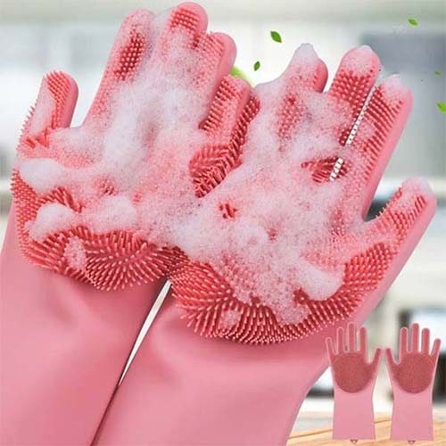 Silicone Dishwashing & Cleaning Gloves – Reusable Non-Slip Scrubber Gloves