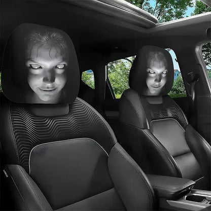 2PCs Scary Car Headrest Cover  Horror Face Seat Protector