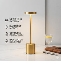 Rechargeable Cordless LED Table Lamp – Touch Control, 3-Mode Dimmable Bedside Night Light
