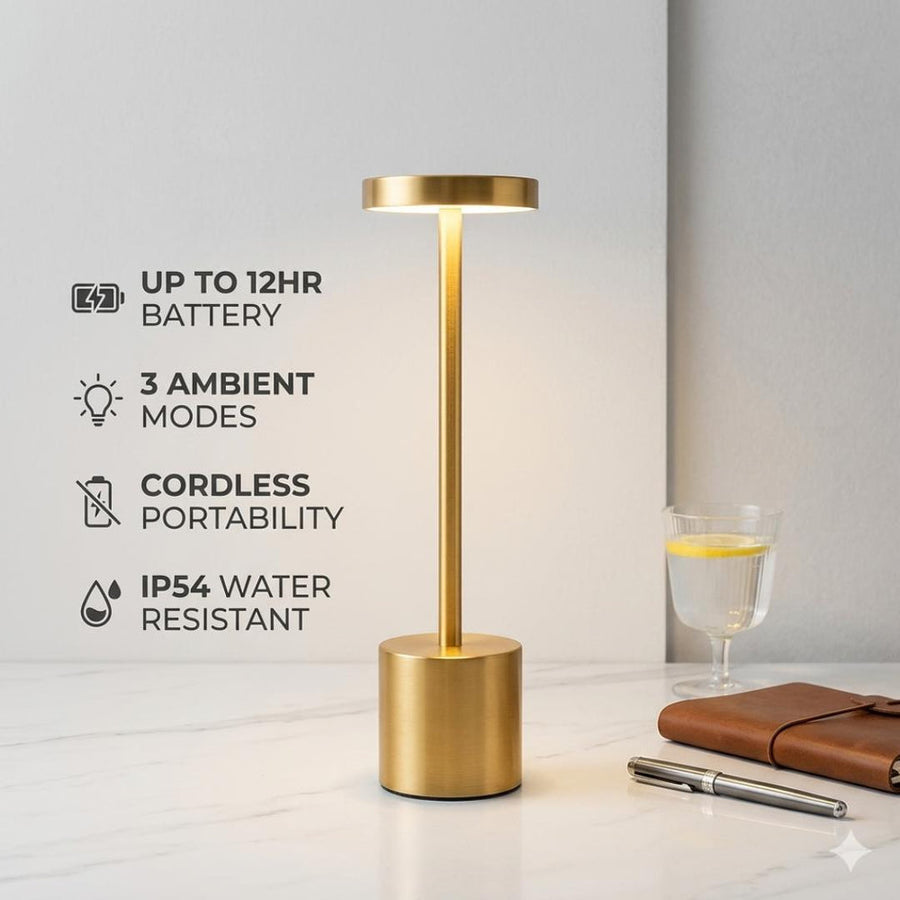Rechargeable Cordless LED Table Lamp – Touch Control, 3-Mode Dimmable Bedside Night Light
