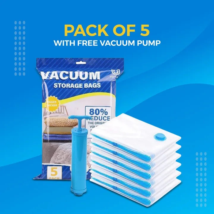 5PCS Vacuum Storage Bags Set with Hand Pump